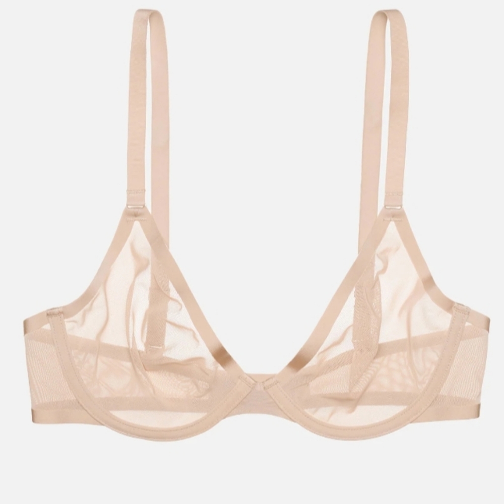 CUUP The Plunge Mesh Bra Underwire Support Light Beige/Sand 36G